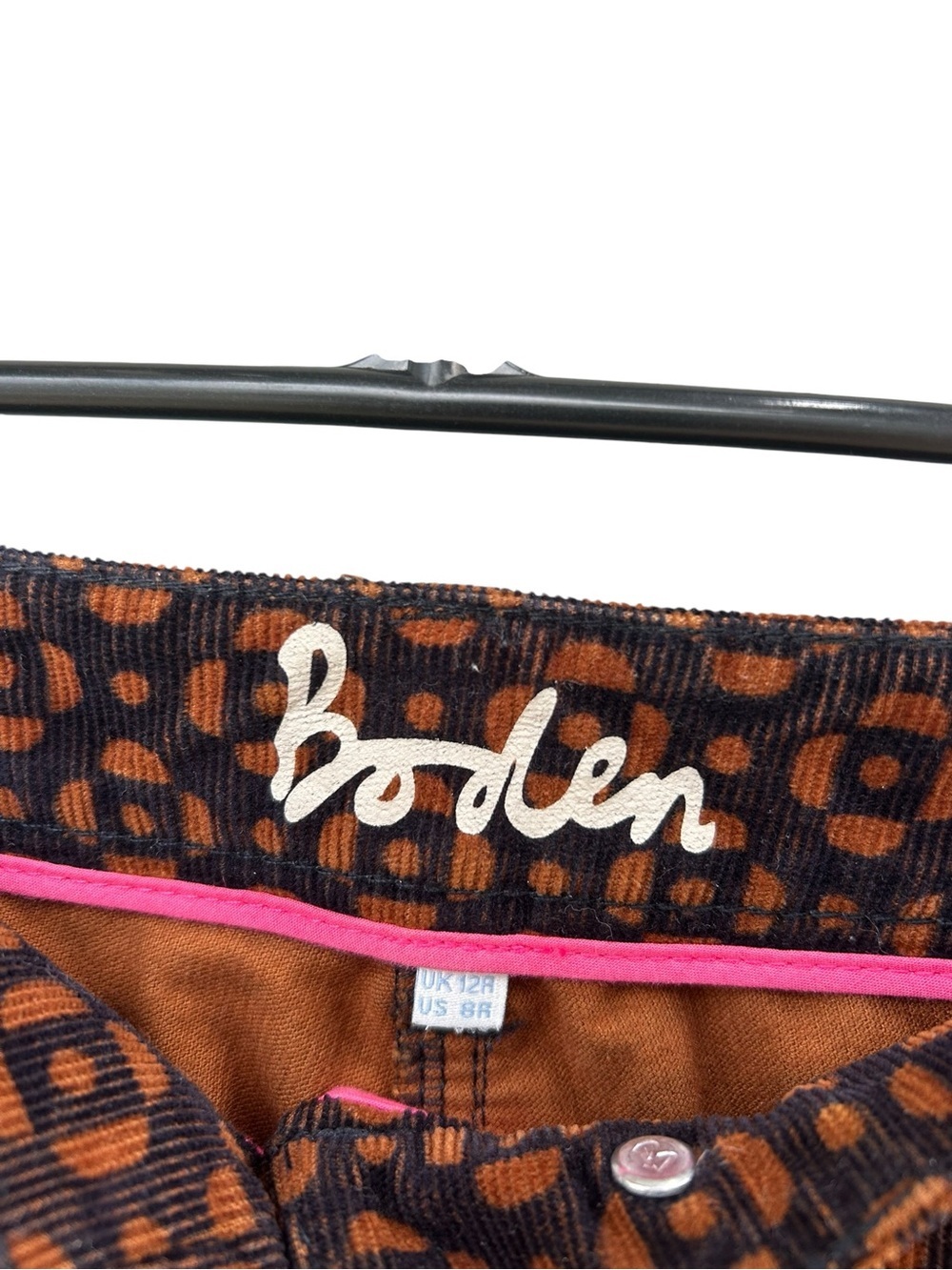 Boden Corduroy Slim Crop Patterned Pants in Brown and Black - Size Women’s 8 - Picture 7 of 11